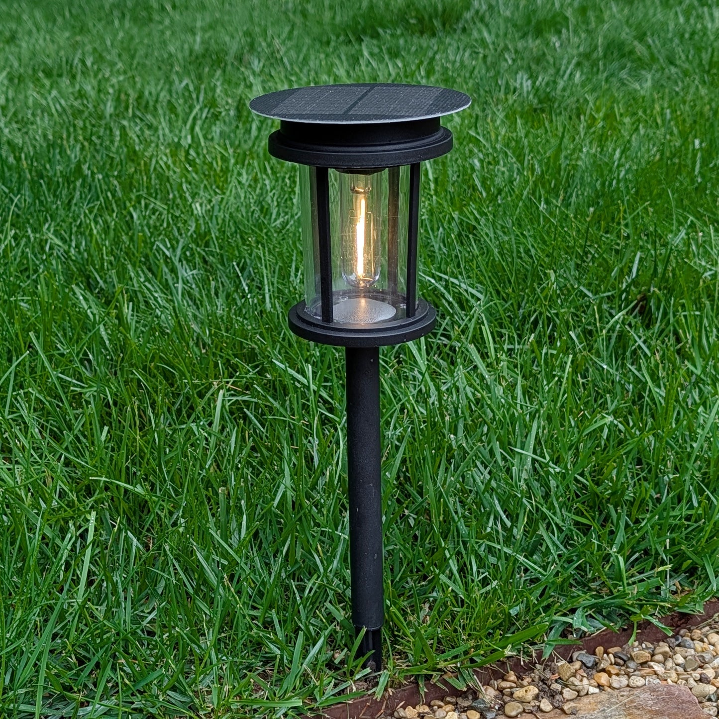 Mesa+ Lantern SHADE SOLAR® solar light provides dusk to dawn Illumination in shade or sun